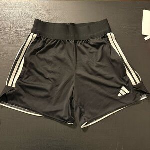 adidas Black Athletic Shorts with White Three-Stripes